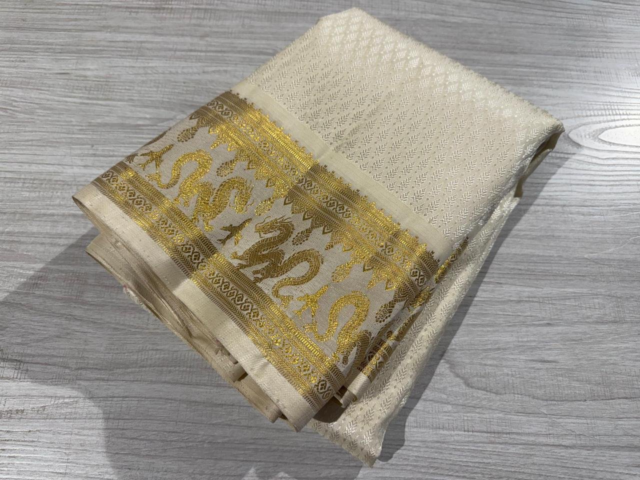 Cream Kanjivaram Silk Dhoti